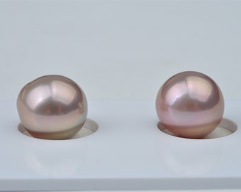 Near Round Edison Pearl Pair With Natural Metallic Pinkish Purple For Earrings Design---ASD012