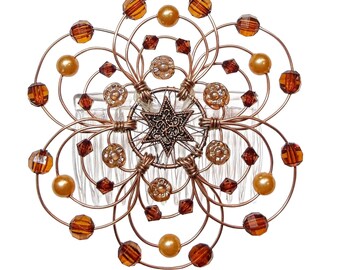 Lightweight Ladies Beaded Kippah - "Eye of the Tiger" - Jewish, Judaica, kippot, yarmulke, Bar Mitzvah, Bat Mitzvah