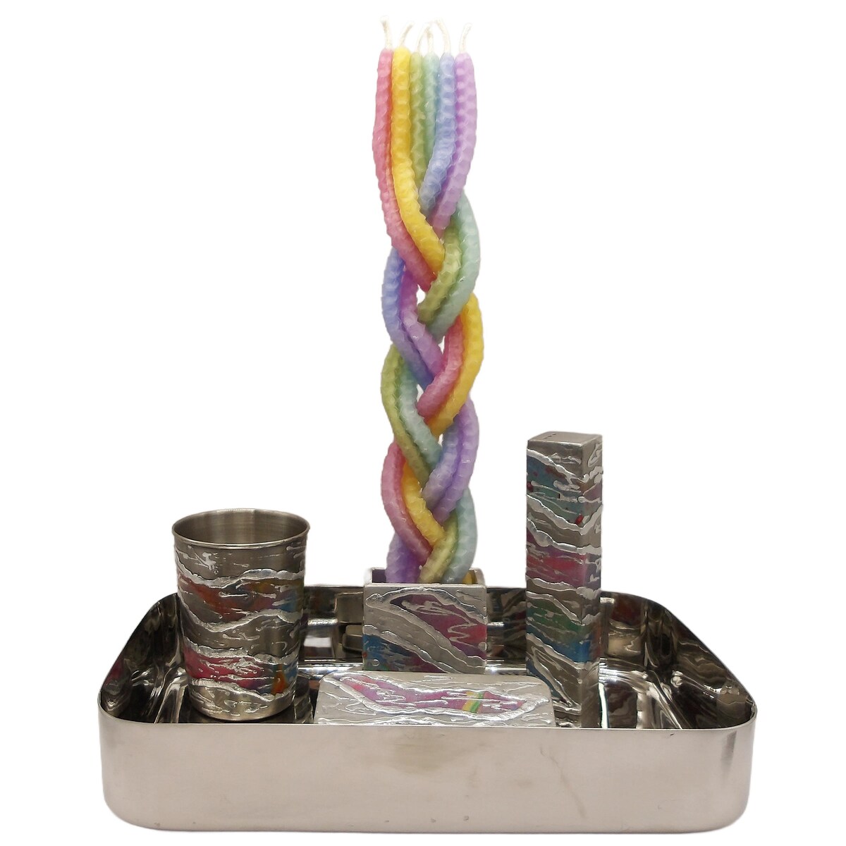 6-piece Havdalah Set - Pastel Rainbow