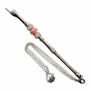Silver-Toned Yad - Glass Bead
