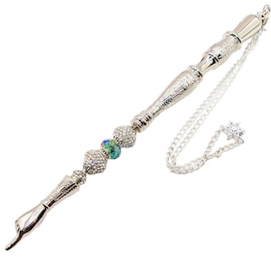Silver-Toned Yad - AB Green Crystal