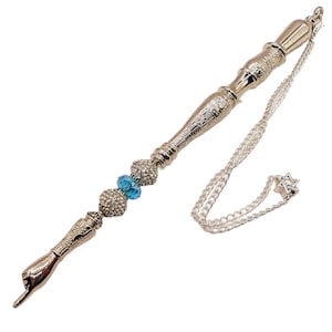Silver-Toned Yad - Aqua Crystal