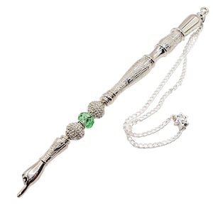 Silver-Toned Yad - Light Green Crystal
