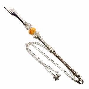 Silver-Toned Yad - Glass Bead