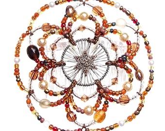 Ladies Beaded Kippah - "Chocolate Sundae" - Jewish, Judaica, kippot, yarmulke, Bar Mitzvah, Bat Mitzvah, shul head covering