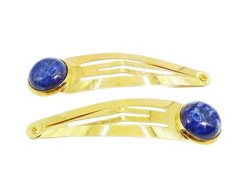 Gemstone Kippah/Yarmulke Clips - Lapis Lazuli