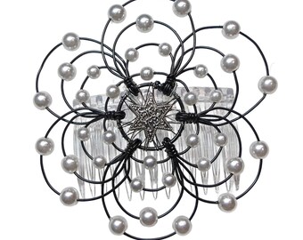 Lightweight Ladies Beaded Kippah - "Darkness and Light" - Jewish, Judaica, kippot, yarmulke, Bar Mitzvah, Bat Mitzvah