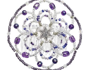 Ladies Beaded Kippah - "Purple Pleasure" - Jewish, Judaica, kippot, yarmulke, Bar Mitzvah, Bat Mitzvah, shul head covering