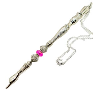 Silver-Toned Yad - Deep Pink Crystal