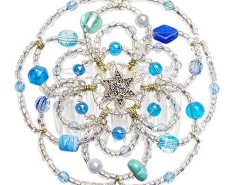 Ladies Beaded Kippah - "WaterColors" - Jewish, Judaica, kippot, yarmulke, Bar Mitzvah, Bat Mitzvah, shul head covering