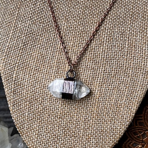 Double Terminated Quartz Crystal Point |  Copper Electroformed Pendant | Copper Crystal Necklace |