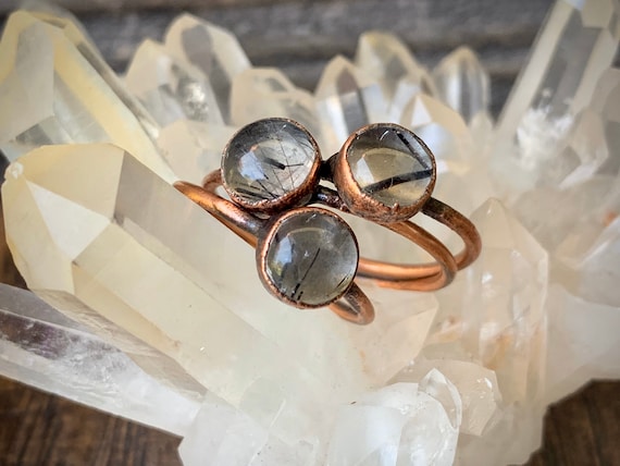 Copper rutilated quartz ring deals