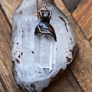 Quartz Crystal with Copper | Copper Electroformed Pendant | Copper Crystal Necklace | Gemstone Point
