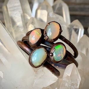 Opal Electroformed Copper Ring | Antiqued Copper Ring
