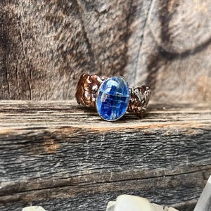 Blauer Kyanit und Kupfer Ring |  Antik Kupfer Ring | Edelstein Ring | Größe 10