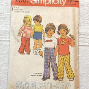 1970s Toddlers size 3 pattern: Shorts pants and top. Used Simplicity #7061 (1975)