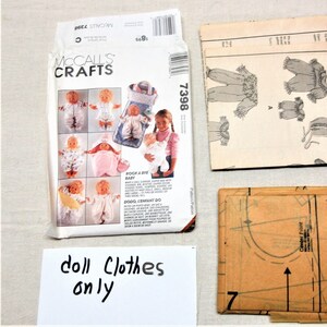 Baby doll clothes patterns for small, medium and large baby dolls. Uncut McCalls #7398 from 1994 with 24 pieces.