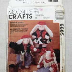 Stuffed Rabbit Sewing Pattern: 27" Tall Toy, Uncut McCall's #6605 (1993)