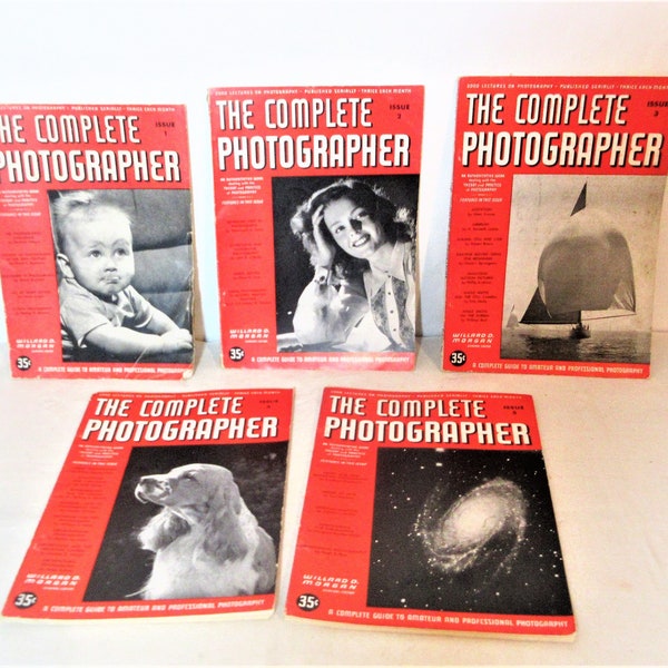 Photo publications. 1940s The Complete Photographer by Willard Morgan, first 5 issues. WWII era Professional Photography art and technique.