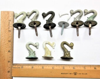 Vintage Twisted Screw in Wire Coat Hook Set of 3 