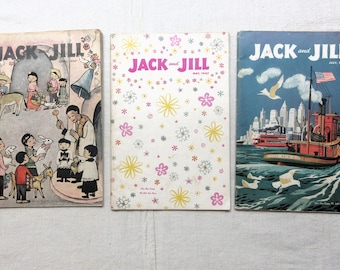 1940s Jack and Jill Magazines Lot of 3: Children's Publications. Some torn pages.