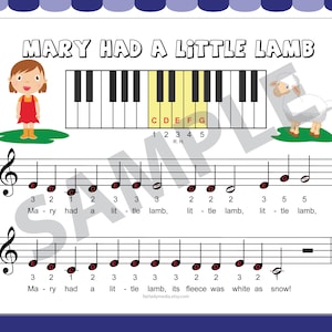 Mary Had a Little Lamb | Beginner Piano Sheet for Kids | Printable Music | Fun First Piano Song | Downloadable | Easy to Learn Notes
