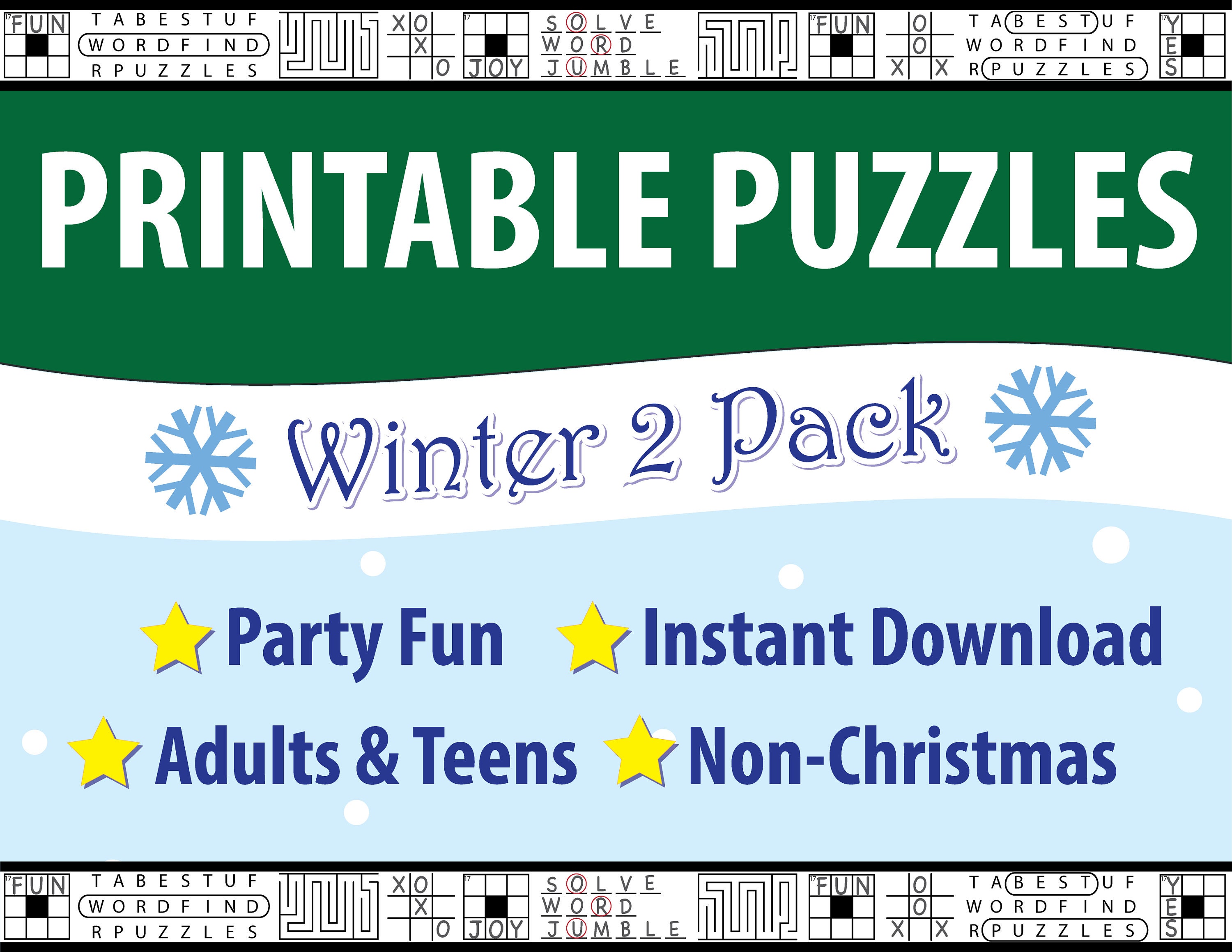 winter printable puzzles adults older kids word find etsy