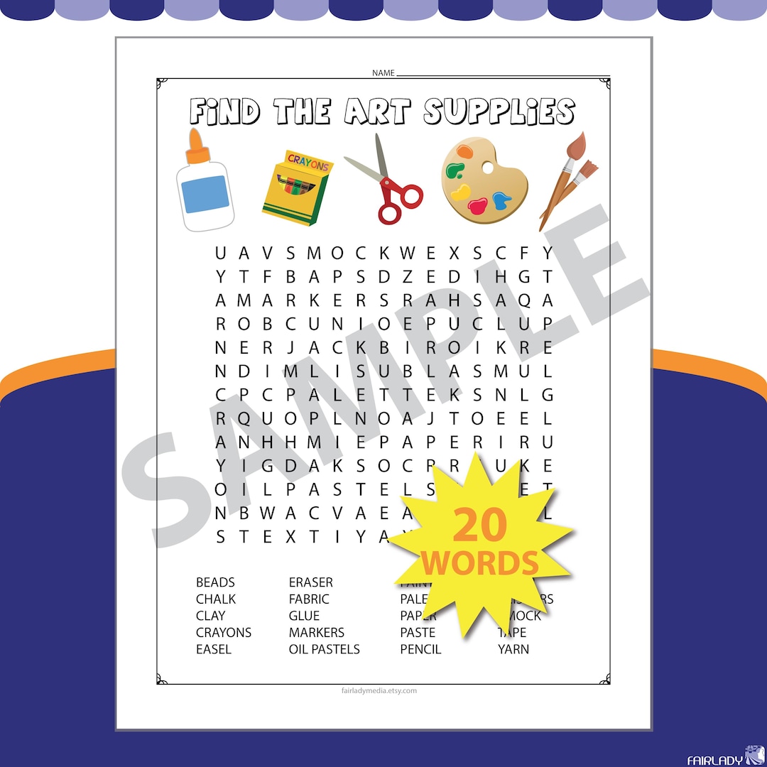 Art Supplies Word Search Puzzle | Art Class Activity Grades 3+ | Word ...