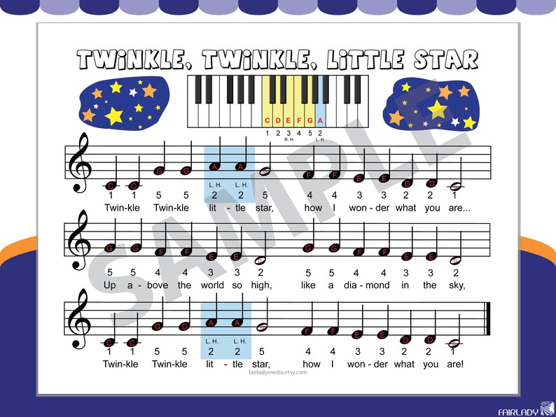 Twinkle Twinkle Little Star Easy Beginner Piano Sheet For Kids 