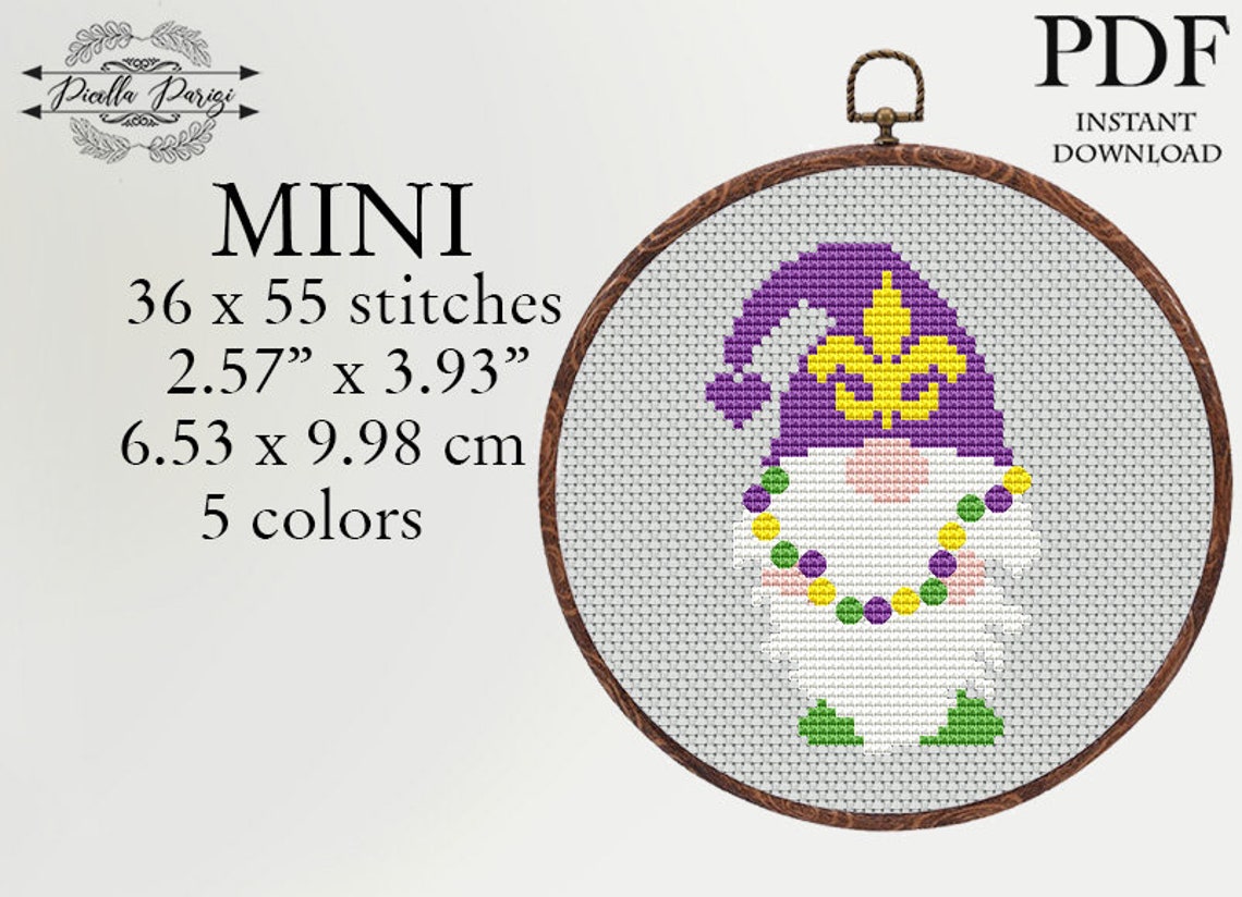 Mardi Gras cross stitch pattern Small cross stitch pattern | Etsy
