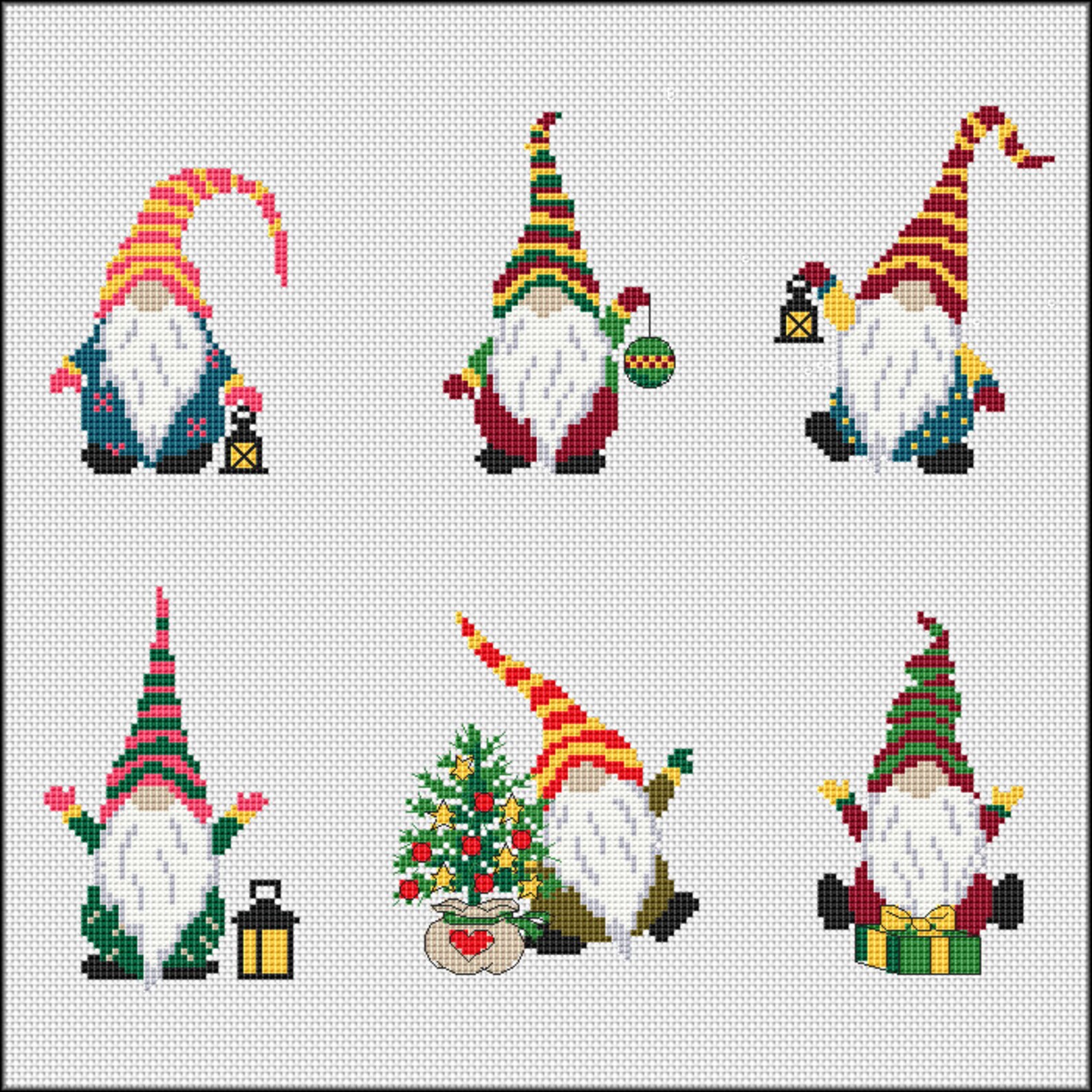 Christmas Cross Stitch Pattern Gnomes Cross Stitch Pattern Etsy