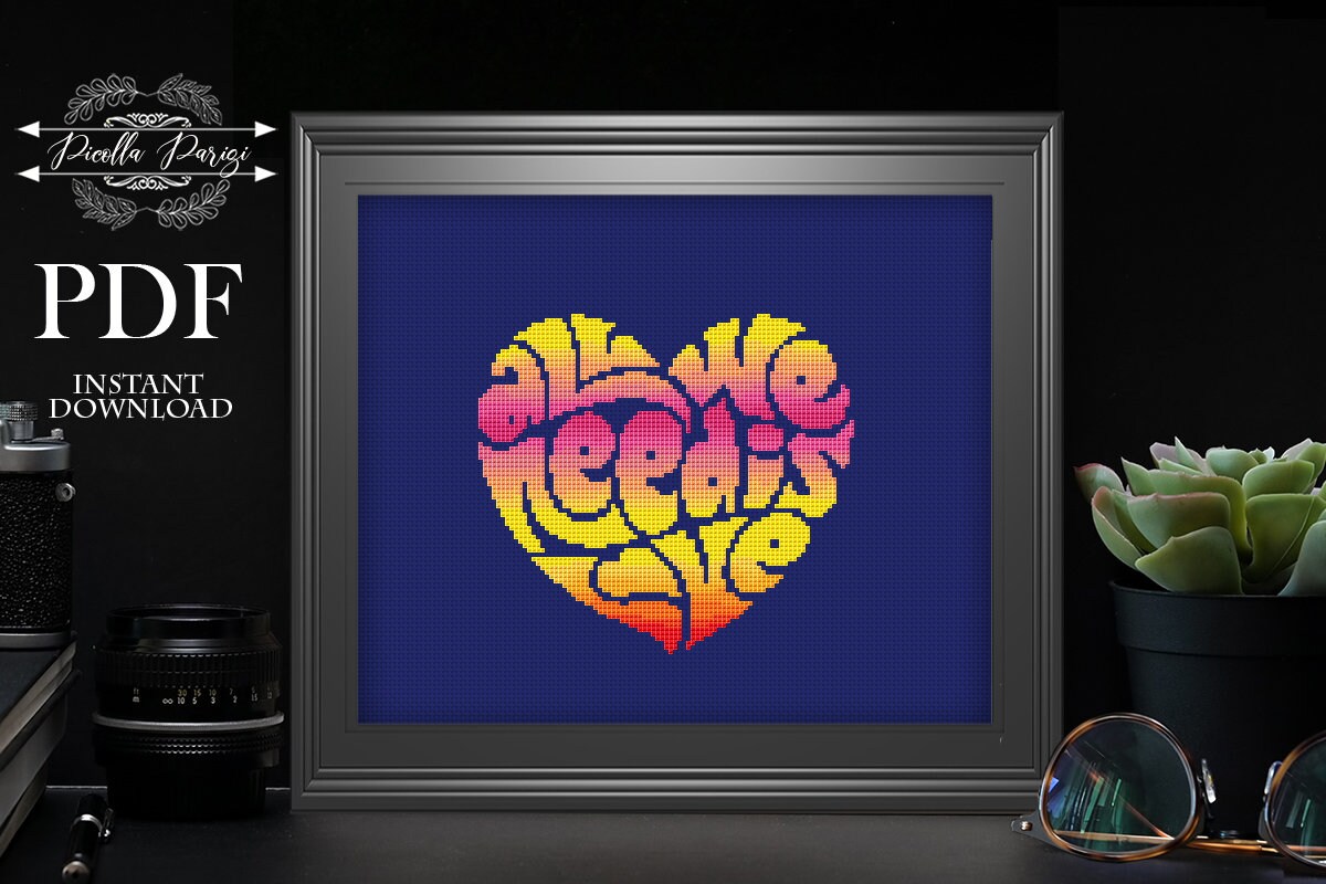 Love cross stitch pattern Heart cross stitch pattern Etsy Love pattern only