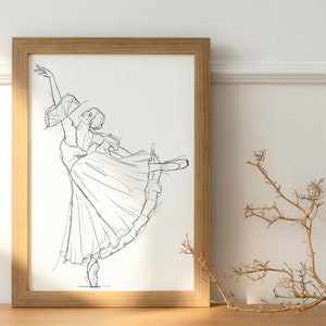 Custom Ballerina Portrait, Personalized Dancer Drawing, line art portrait, Ballerina Gift, Ballerina Illustration