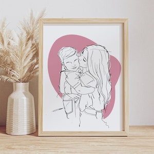 Dessin personnalisé de maternité, cadeau de Noël personnalisé, cadeau de fête des mères, cadeau de Noël personnalisé, cadeau personnalisé, personnalisé à partir d'une photo