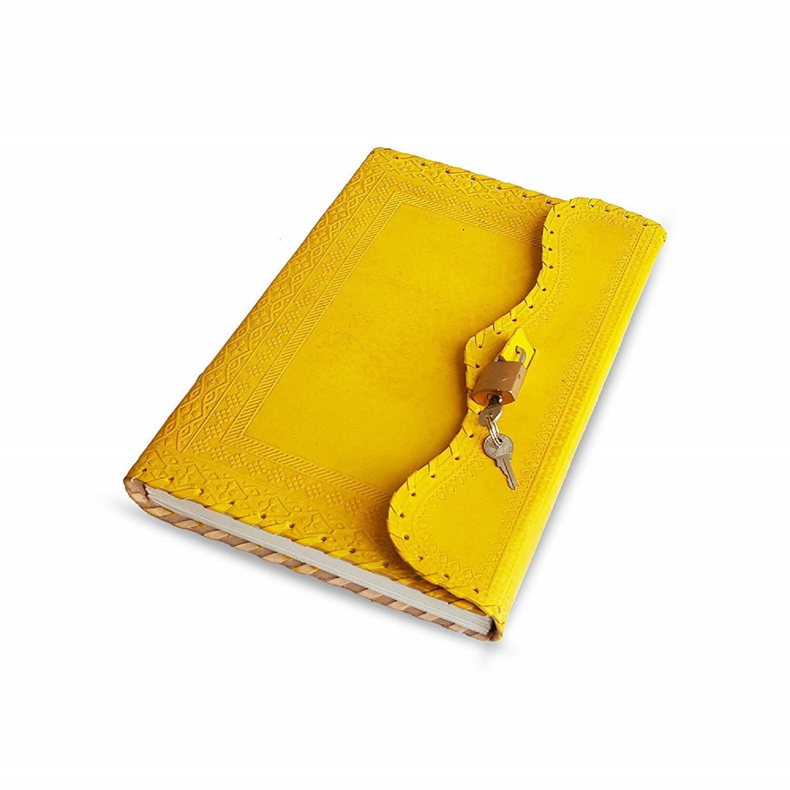 Handmade Yellow Colour Leather Diary with Lock & Key Diary Etsy
