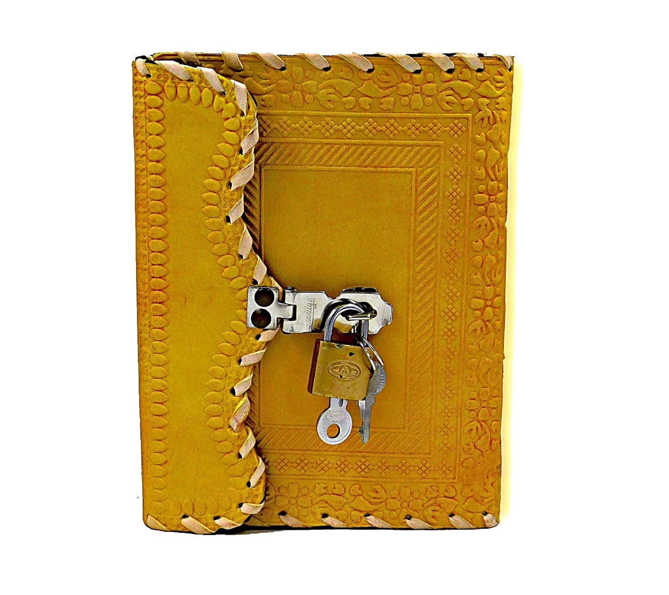 Handmade Leather YELLOW Personal Diary Lock & Key Diary Etsy