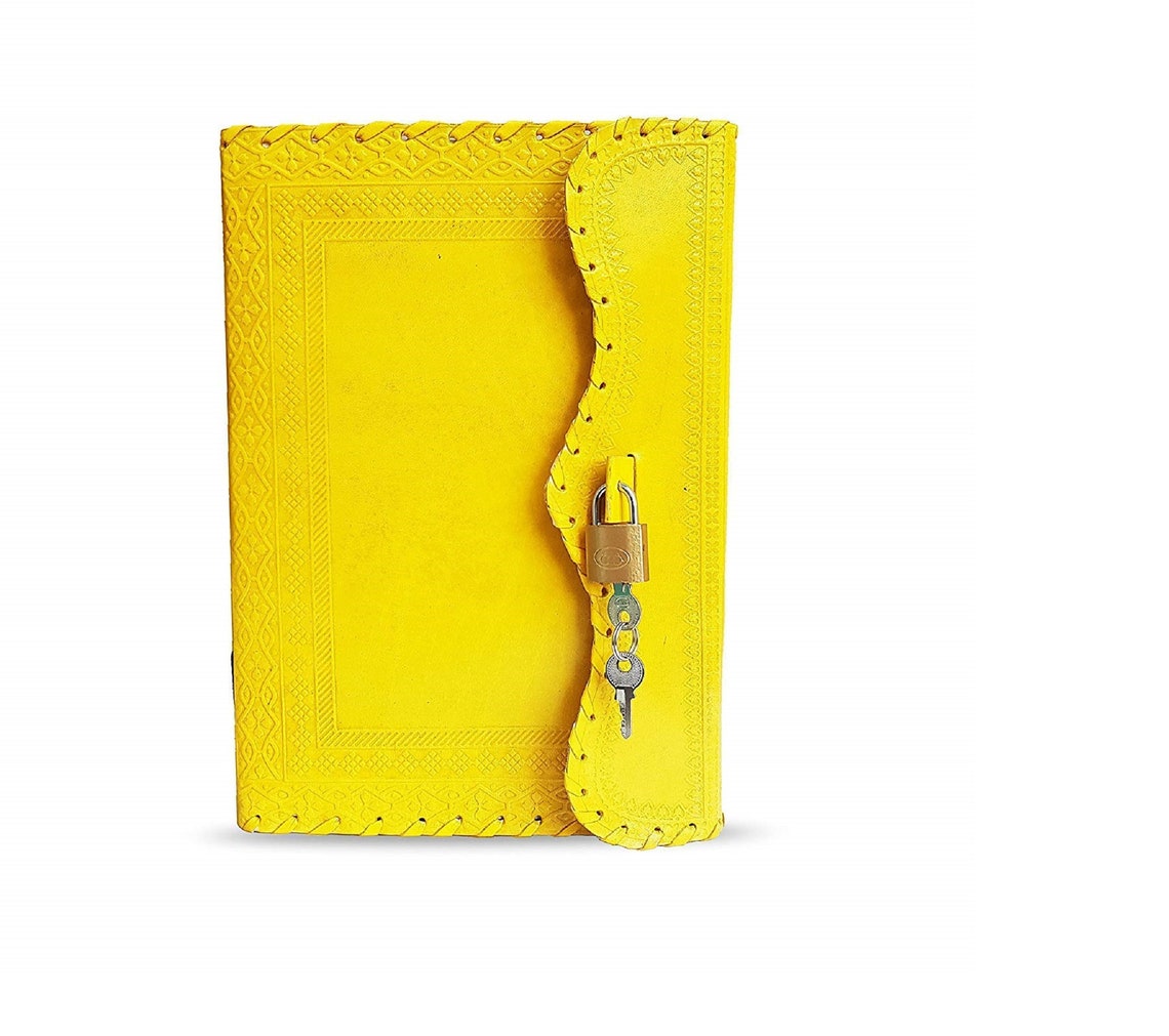 Handmade Yellow Colour Leather Diary With Lock & Key Diary Etsy