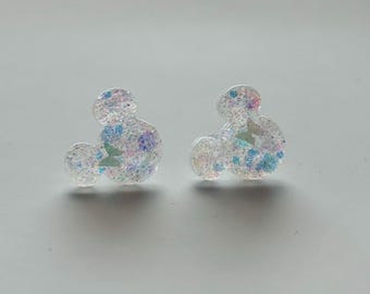 G Angel | Mickey Mouse ears Earrings | Bow Earrings | Handmade Earrings | Disney Inspired | Disney Earrings | Glitter Earrings | Walt Disney