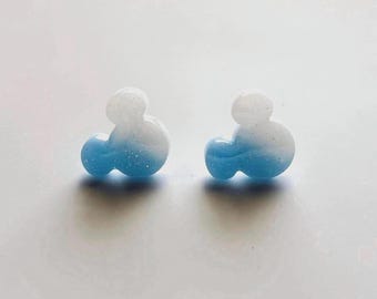 Blaue Zuckerwatte | Mickey Ohrringe | Bogen Ohrringe | Handgefertigte Ohrringe | Disney inspiriert | Disney Ohrringe | Glitzer Ohrringe