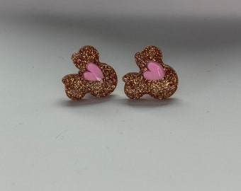 Golden Heart Mouse ears Earrings | Handmade Earrings | Disney Inspired | Disney Earrings | Glitter Earrings | Mickey| Disney Babe boutique