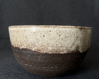 6.3"/16cm Serving Bowl | Handmade Ceramic Bowl | Noodles Bowl | Salad Bowl | Cereal Bowl | Soup Bowl | Brown + Dusty White