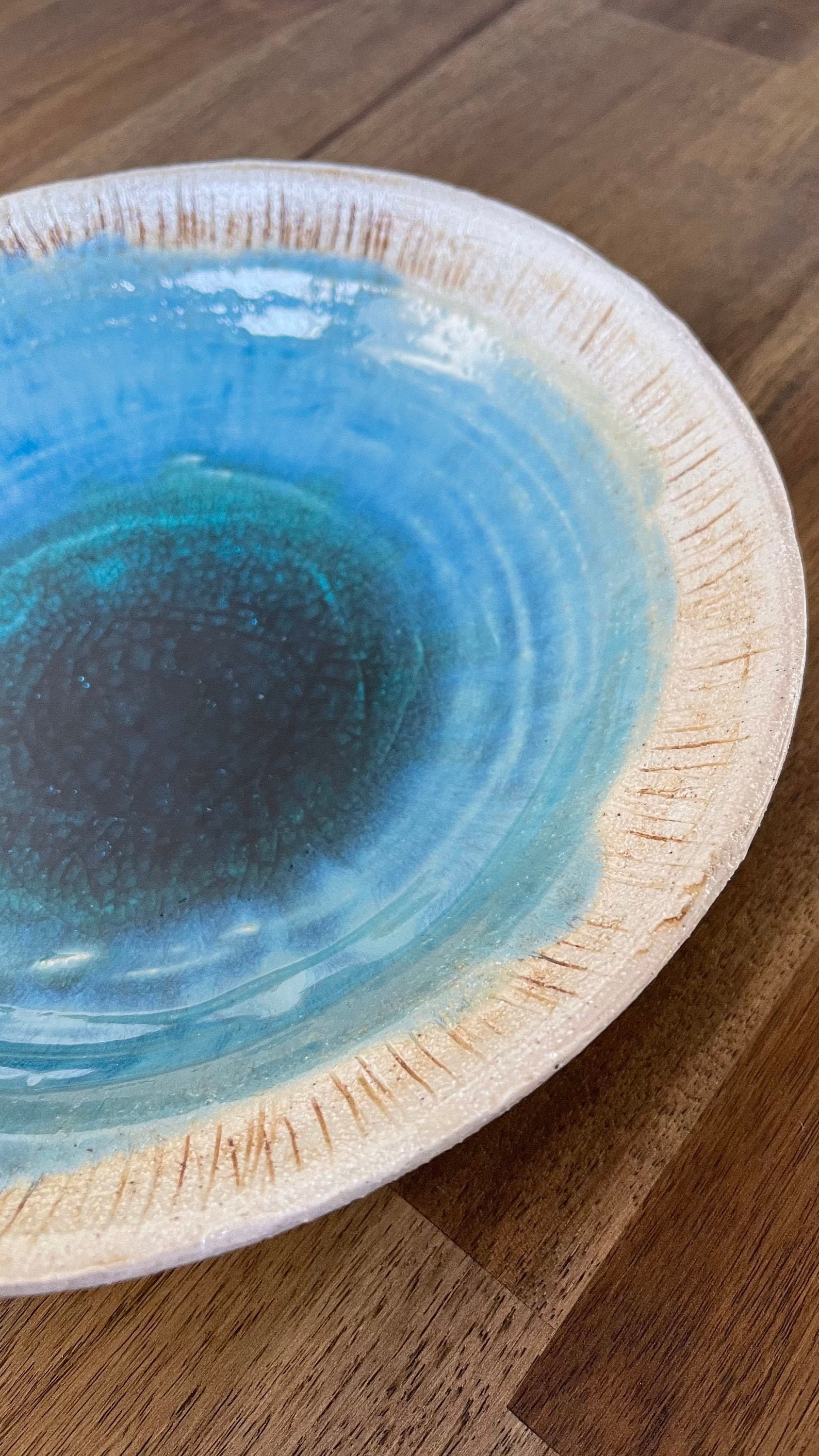 Handmade Ceramic Shallow Bowl Shallow Plate White and Blue Etsy