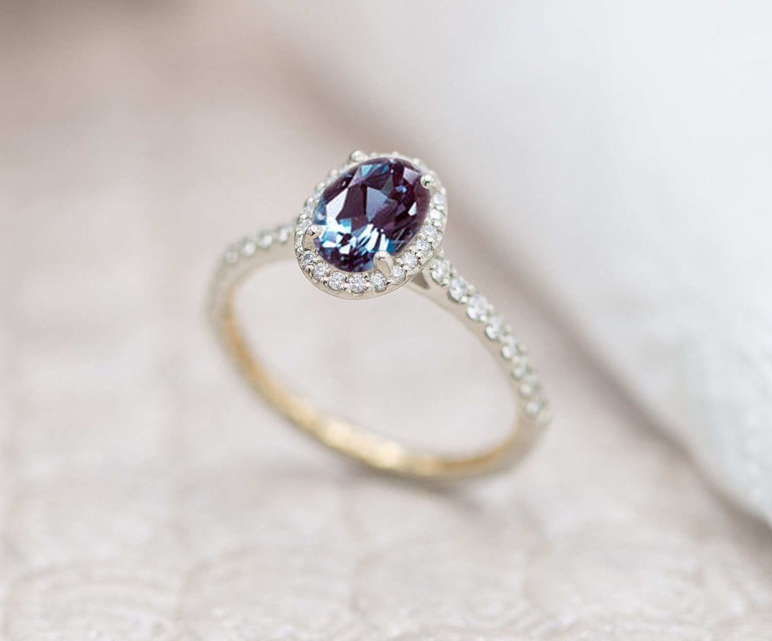 14k White Gold Alexandrite Engagement Ring Natural Alexandrite Etsy