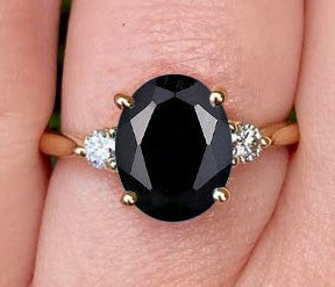 Antique Black Onyx Wedding Ring Vintage Onyx Engagement Ring Etsy
