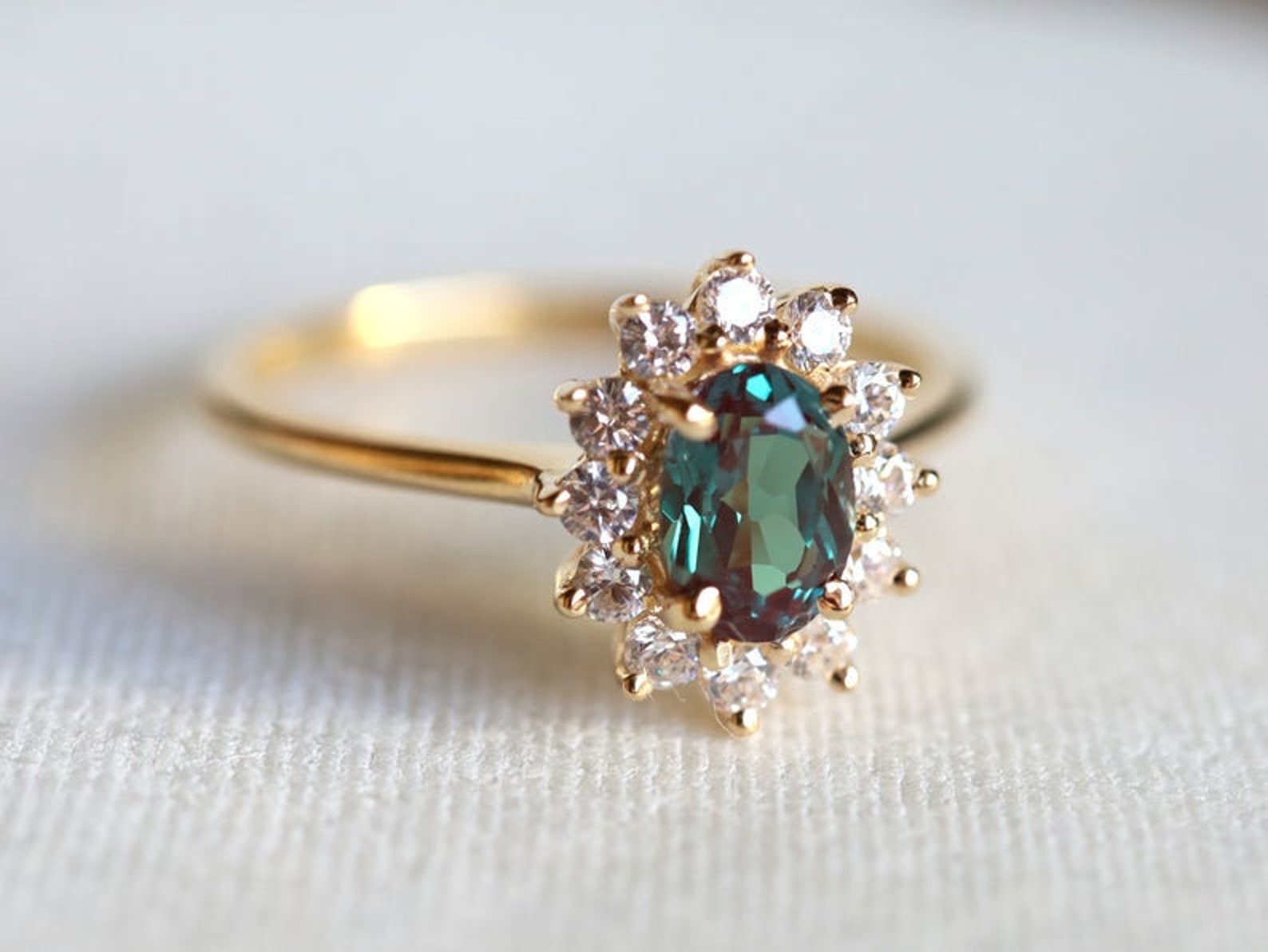 Vintage Alexandrite Engagement Ring for Women 14k Gold | Etsy