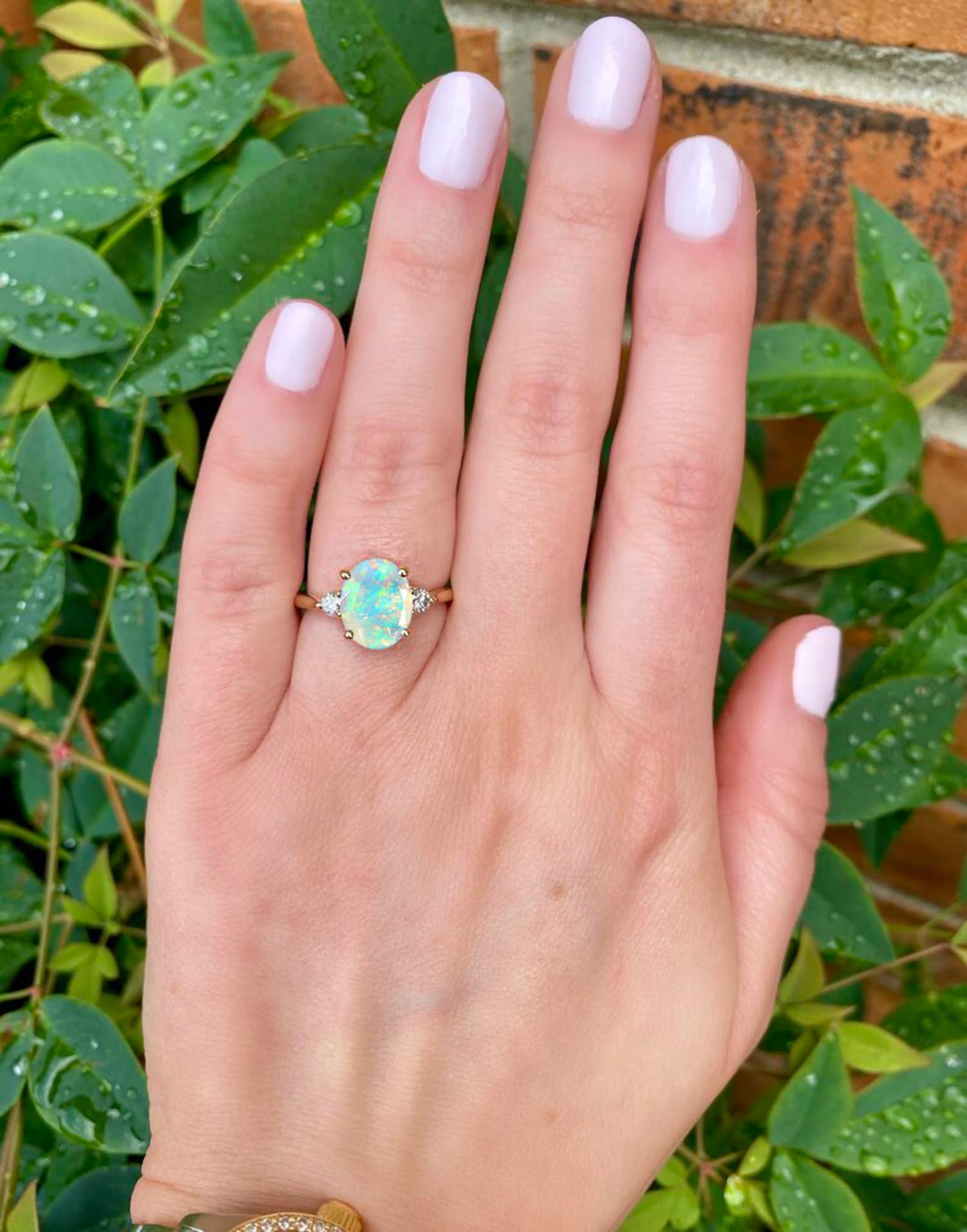 Vintage Opal Engagement Ring Natural Fire Opal Wedding Ring | Etsy