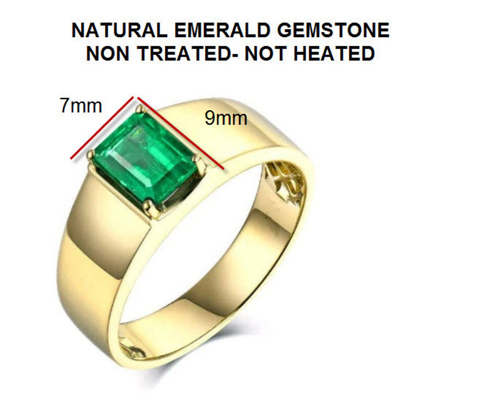 Real Emerald Men Engagement Ring 14k Gold Emerald Ring Etsy
