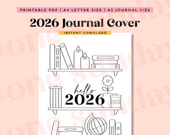2026年バレットジャーナルカバー、2026年ジャーナルページ、印刷可能なタイトルプランナープラン、2026年プランナーカバー、印刷可能なカバーページ、A5およびA4サイズ