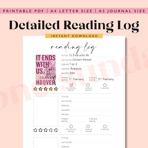 Reading Log, Reading Tracker, A5 Journal Page Printable, Reading Tracker Digital, Reading Journal Printable, Reading Journal