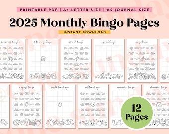 2025 Bingo Journal Pages: Monthly Mood Tracker (Printable PDF)